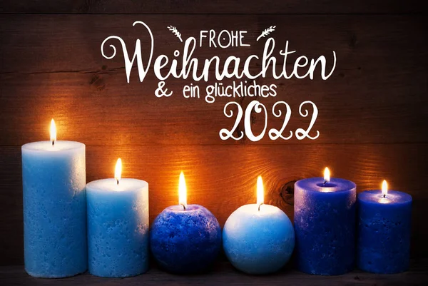 Romantic Turquoise Candle Light , Glueckliches 2022 Means Happy 2022 — 스톡 사진