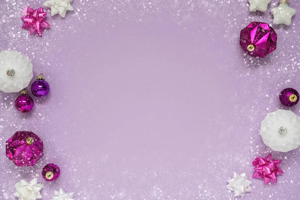 Різдвяна Листівка Копіюванням Простору Вашого Тексту Фіолетовий Різдвяний Фон Романтичною — стокове фото