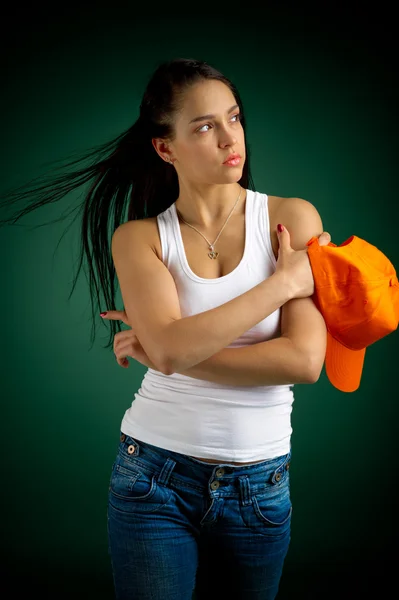 Uma trabalhadora de construção feminina — Fotografia de Stock