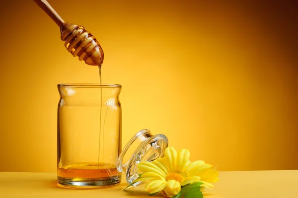 Honey in jar — Stock Photo, Image