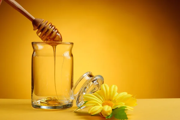 Honey in jar — Stock Photo, Image