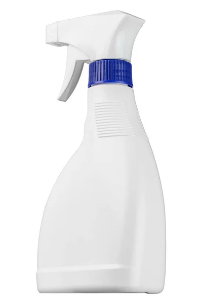 Detergente Spray Frasco Isolado Fundo Branco Tiro Ângulo Mais Baixo — Fotografia de Stock