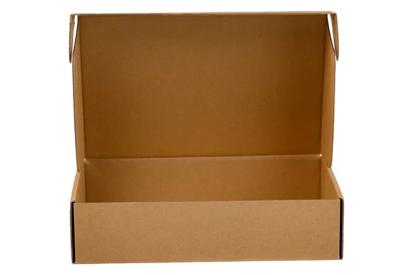 Kotak Kardus Coklat Kosong Atau Kotak Kraft Dengan Penutup Tutup — Stok Foto