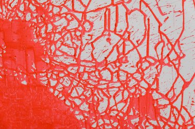 İnce kırmızı çizgiler ve beyaz arka plana çizilmiş sıçramalar. Süslü fırça darbesiyle soyut sanat arkaplanı.