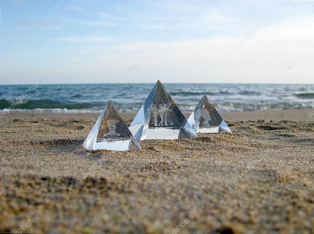 The Pyramids in beach at sunset