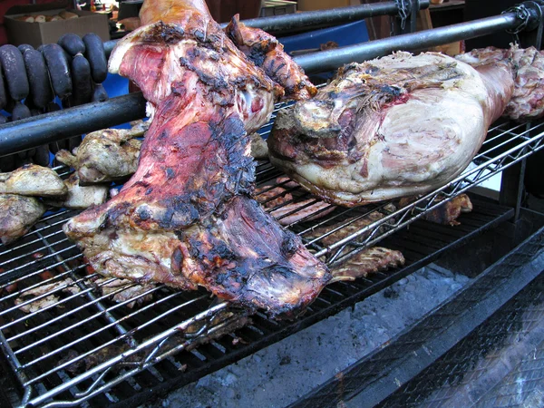 Bistecca e budino nero alla griglia — Foto Stock