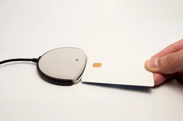Συσκευή ανάγνωσης καρτών με κάρτα ταυτότητας κενό — Φωτογραφία Αρχείου