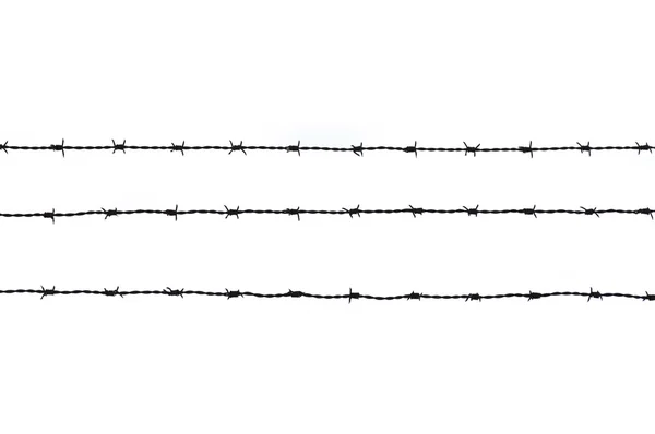 Three pieces of barbed wire in background white — Stock Photo, Image