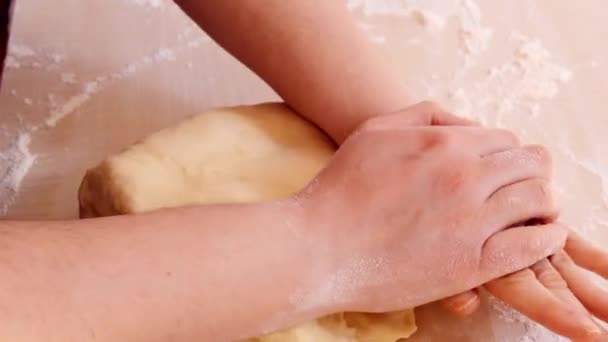 Hands kneading bread — Stock Video