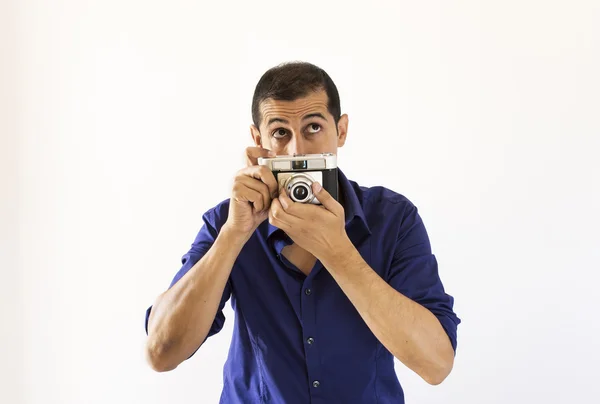 Photographer thinking about his new instant — Stock Photo, Image
