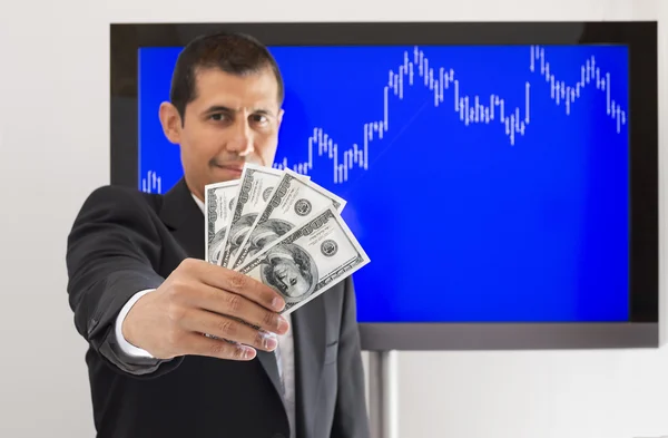 Zakenman aanbod dollar — Stockfoto