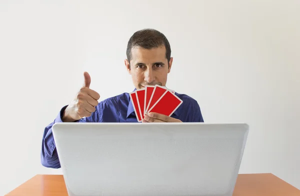 Winning at online poker — Stock Photo, Image