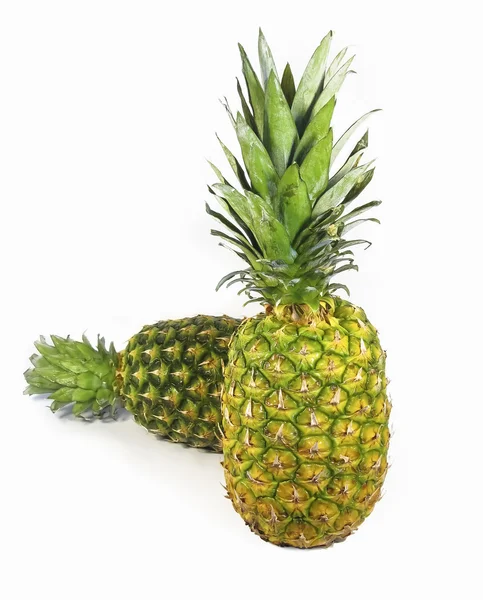 Na białym tle dwóch ananas — Zdjęcie stockowe