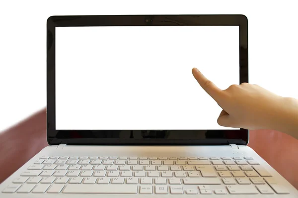 Pointing on the laptop — Stock Photo, Image
