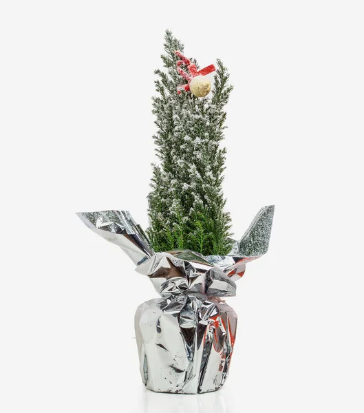 Pequeño Árbol Navidad Para Decorar Con Fondo Blanco — Foto de Stock