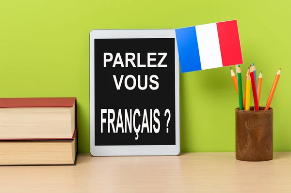 Digital Tablet Question Parlez Vous Francais You Speak French Written — 스톡 사진