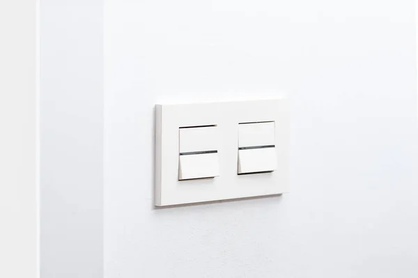 White Light Switch Faceplate White Wall — Stock Photo, Image