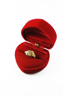 kırmızı bir kutu içinde elmas yüzük