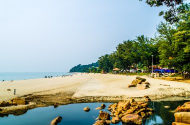 Sahil ziyaret etmek yeşil su ile