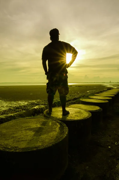 A man with ray of light — Stock Photo, Image