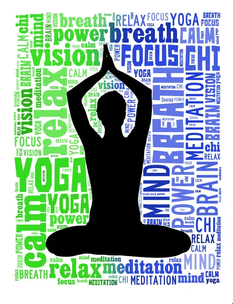 Yoga och hälsa info text moln — Stockfoto