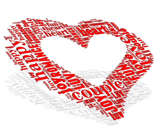 Wordle of LOVE a forma di CUORE — Foto Stock