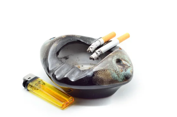 Cigarette butt with death text — Stock Photo, Image