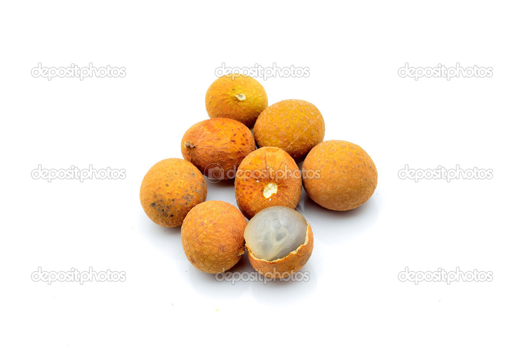 Tropical fruits over white background