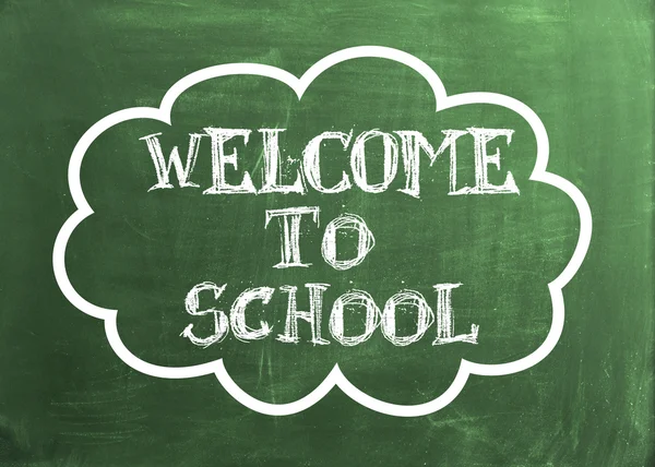 Welcome to School text on green board — Stock Photo, Image
