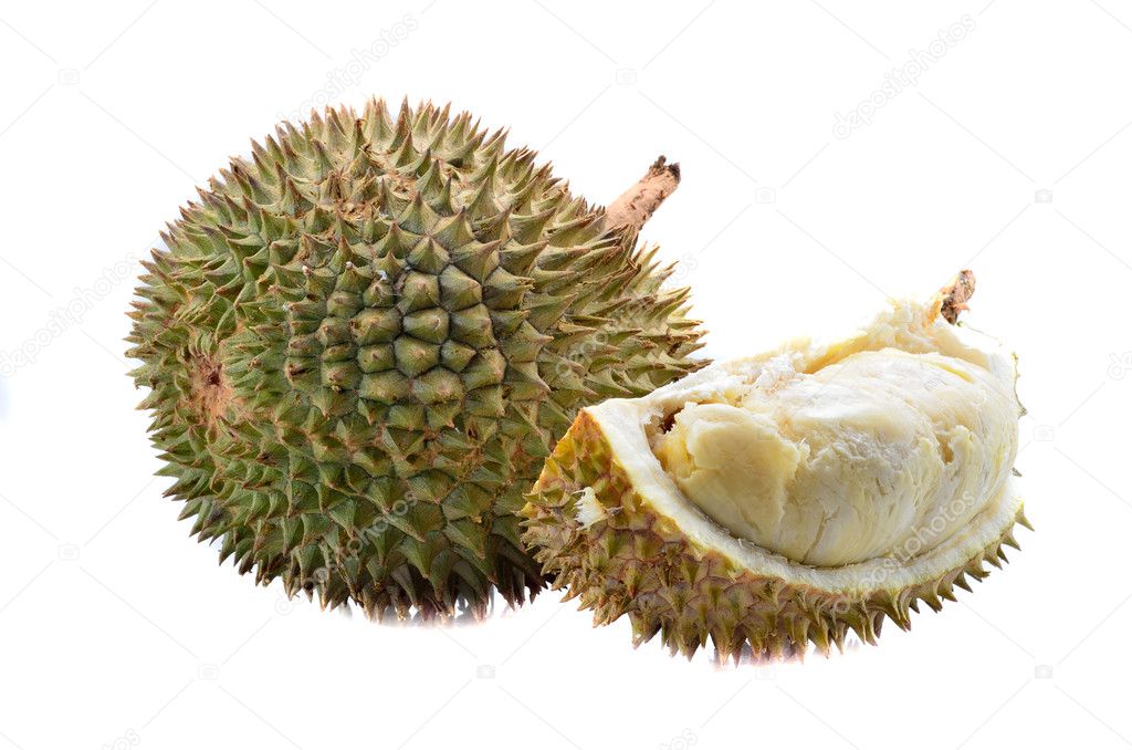 Tropical fruits over white background