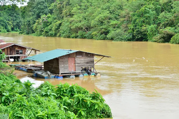 temerloh Nehri'nde tipik houseboat