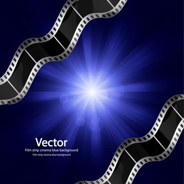 Carrete de película en backgorund azul — Vector de stock