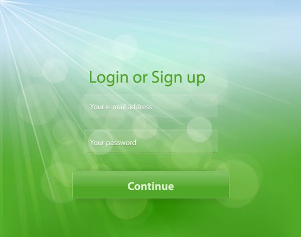 Página de login verde — Vetor de Stock