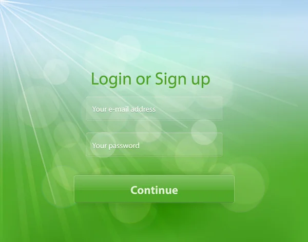 Green login page — Stock Vector