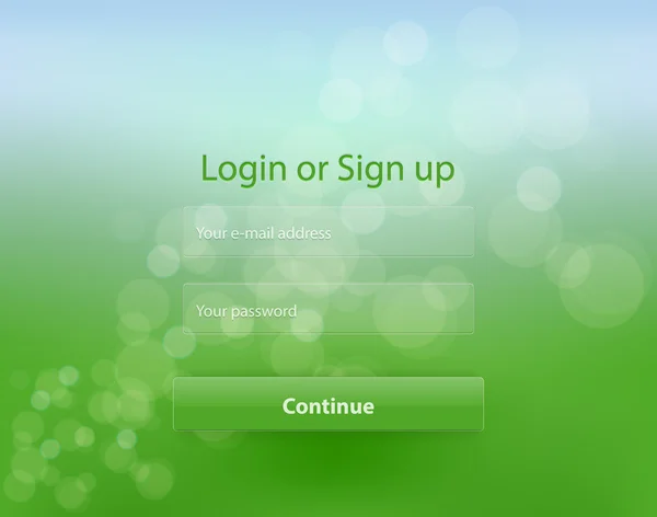 Green login page — Stock Vector