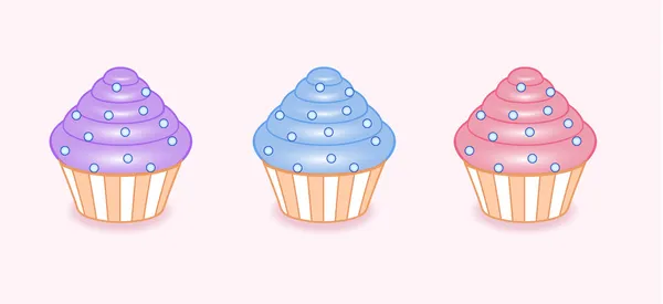 Vector cartoon cupcakes — Stock Vector
