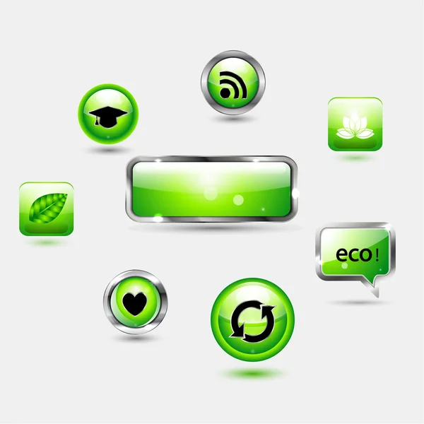 Shiny green buttons — Stock Vector