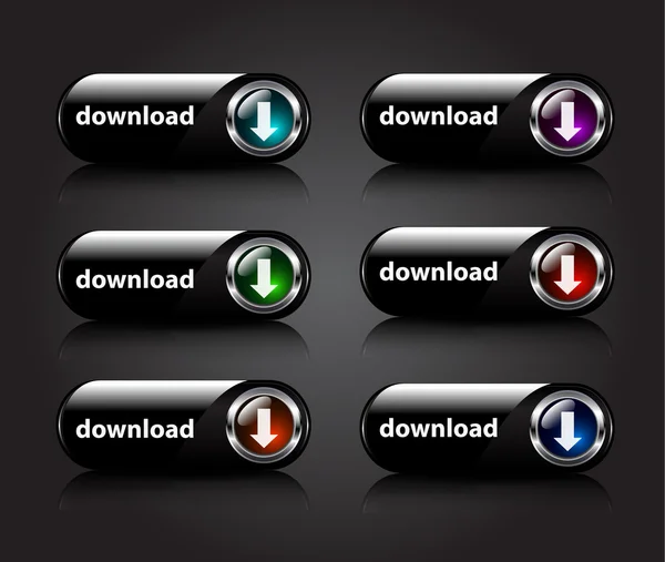 Boutons de téléchargement brillants vectoriels — Image vectorielle