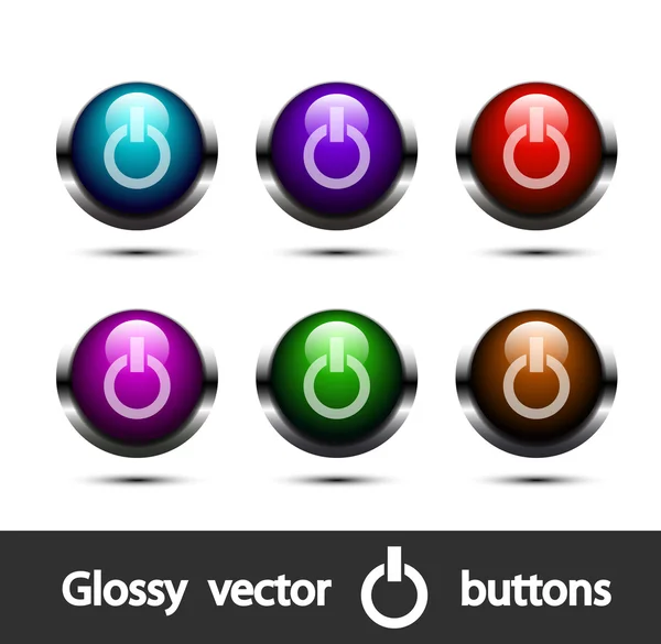Vector glossy power buttons — Stock Vector