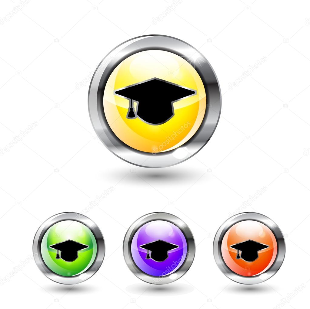 Vector graduation cap buttons