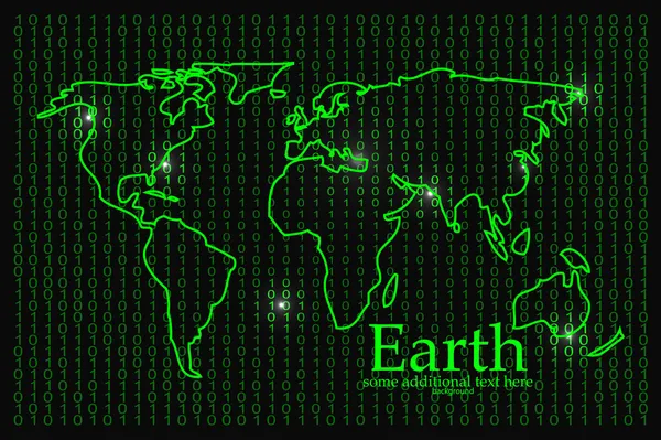 輝く緑の世界地図背景 — ストックベクタ