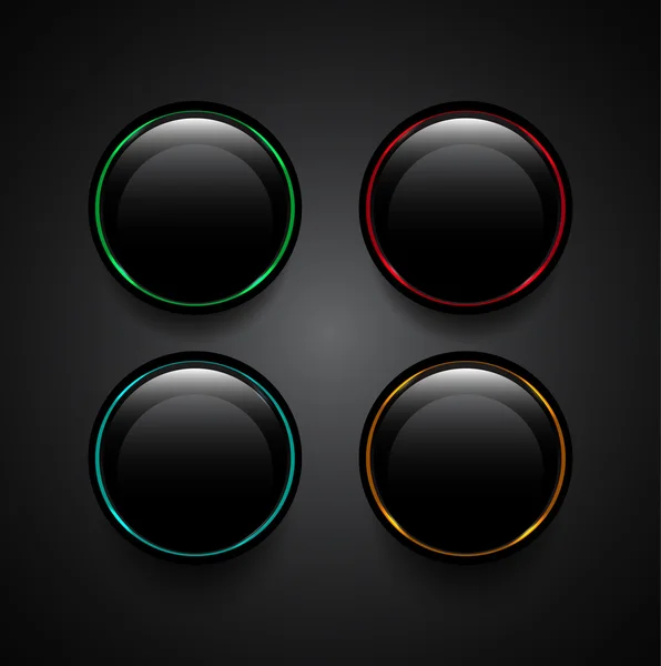 Glowing black vector buttons — Stock Vector