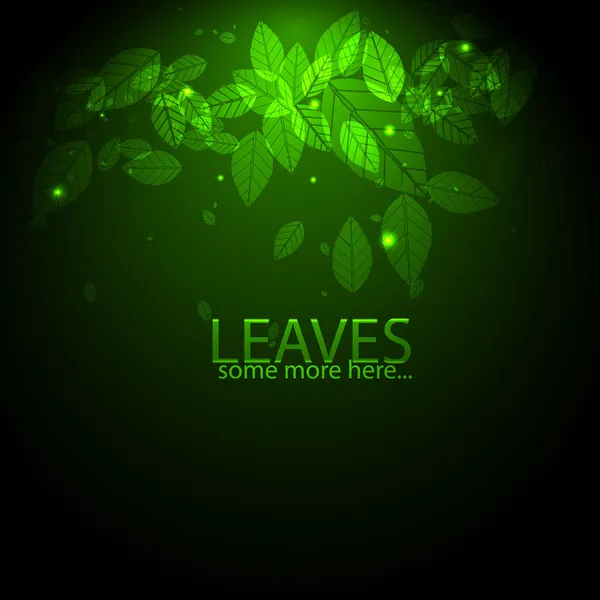 Glowing green leaves background — Stock Vector