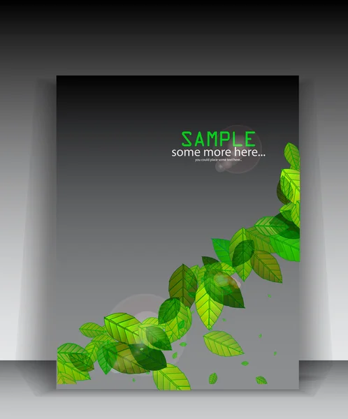 Zöld levelek brosúra-tájékoztató — Stock Vector