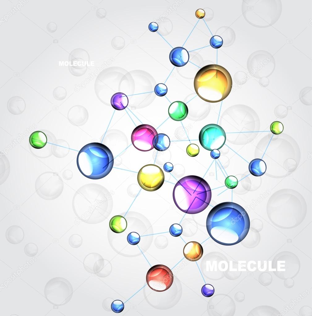 Shiny colorful molecules background