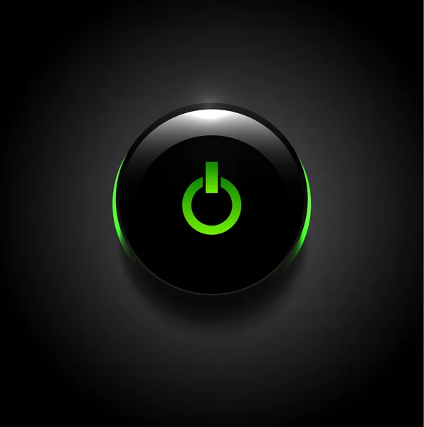 Glowin πράσινη δύναμη κουμπί — Διανυσματικό Αρχείο