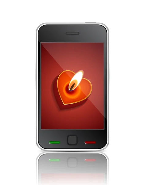 Vektor smart telefon med hjärta — Stock vektor