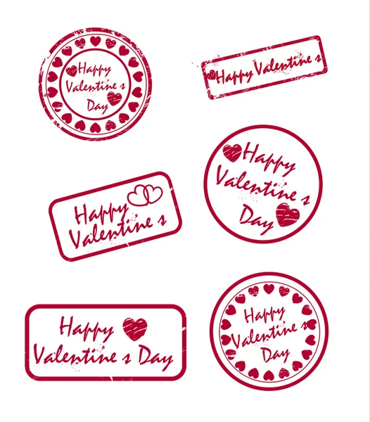 Grunge San Valentino francobolli — Vettoriale Stock