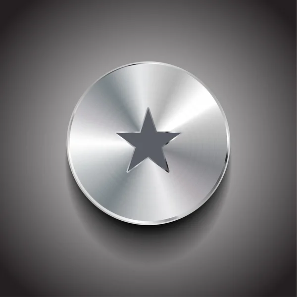 Vector estrella botón de metal — Vector de stock