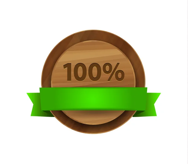 100 Prozent grüne Holzplakette — Stockvektor